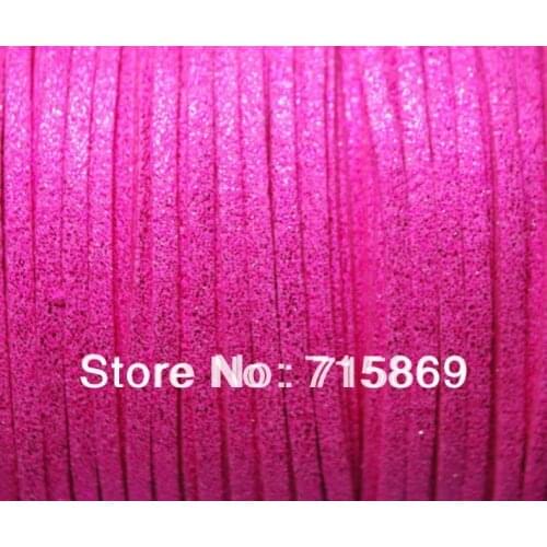 Free Shipping 3 x 1.5mm 100Yards (92 Meters) Metallic Hot pink Color Flat Faux Suede Cord jewellery stringing DIY Rope