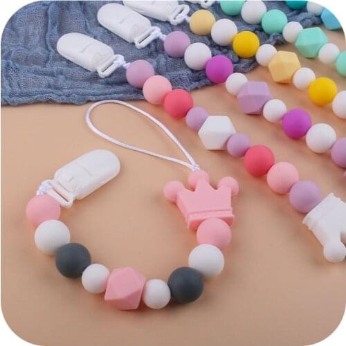 Safe Silicone Anti-lost Pacifier Chain Clip Bead Bracelet Pendants Toy for Baby Infant Chew Rope Nipple Fixed Bite Teether Gift