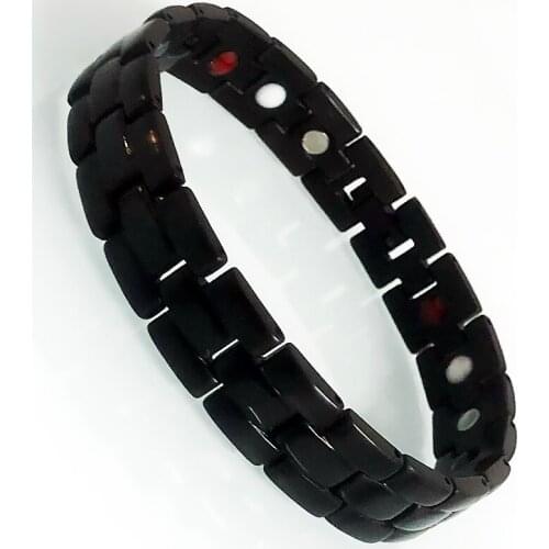 Masuline Black Stainless Steel Mens Bracelets Health Care Magnetic Therapy Energy Wristband Relief Pain Bio Male Jewelry Gifts