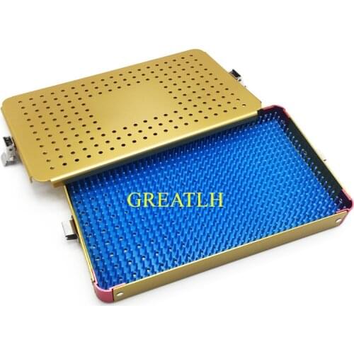 Sterilization tray case box with silicone mat for opthalmic surgical dental instrument holder