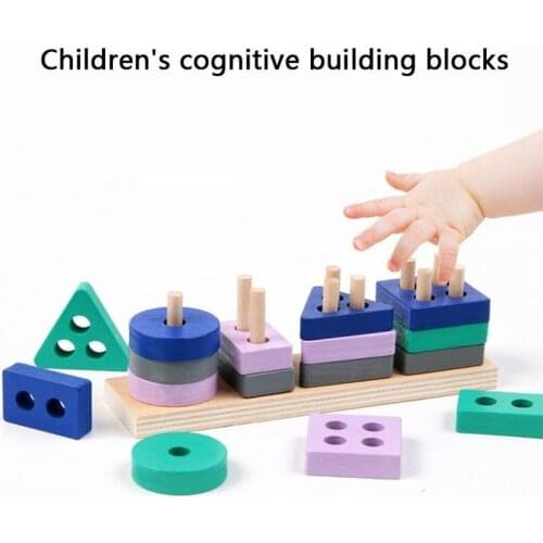 Kids Toys Mini Size Wooden Montessori Toy Building Blocks Early Toys Color Match Learning Educational Kids Shape For Boys Girls