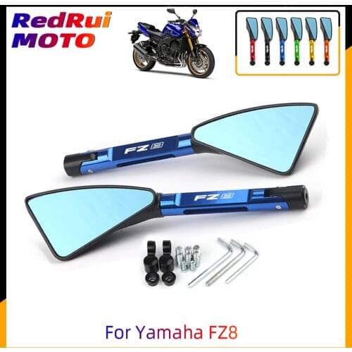 For Yamaha FZ8 FZ-8 Universal Motorcycle Accessories CNC Aluminum Blue Lens Rear View Side Mirror Laser Logo(FZ8)