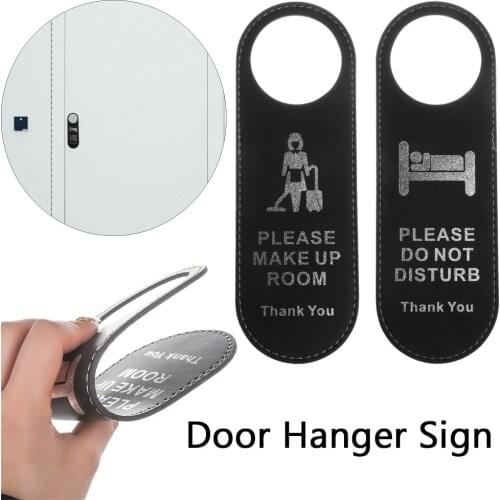 Double-sided Door Knob Hanger Tags "Do Not Disturb" ''Make Up Room'' Signs Leather Club Cafe Hotel Bulletin Board Pendant