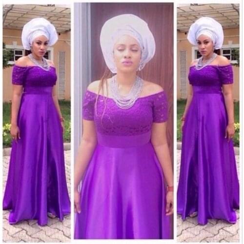 Elegant A Line Purple Prom Dress Plus Size Long Formal Lace Evening Gowns Custom Make Size 2 4 6 8 10 12 14 16