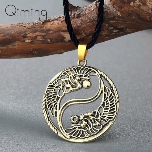 Ethnic Jewelry Chinese Taoism Sign Ancient Eight Diagrams Pendant Women Necklace Viking Yin Yang Men Vintage Jewelry