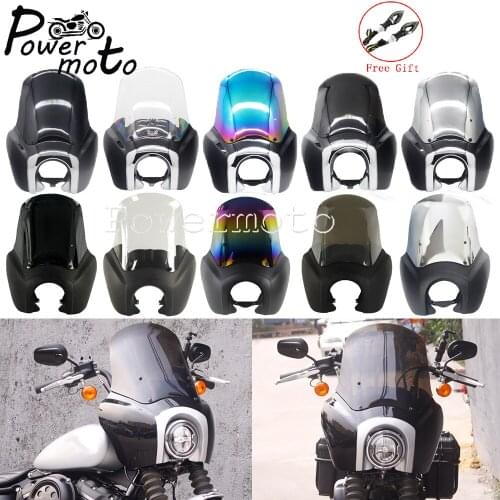 Motorcycle 15" Windshield Windscreen Headlight Fairing Front Mask Cowl for Harley Softail Street Bob Standard FXBB FXST 2018-21