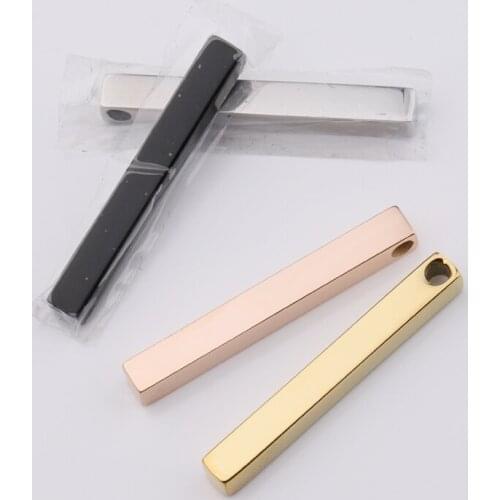 Fnixtar 20Pcs/Lot 40*5*5mm 3D Blank Bar Charms Mirror Polish Stainless Steel Charms For DIY Making Necklace Bracelets Jewelry