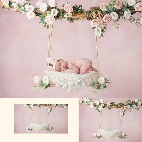 Newborn Portrait Backdrop for Photo Shoot Pink Floral Swing Birthday Artistic Background Sweet BabyPhotography Background