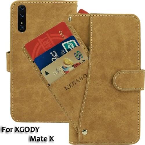 Leather Wallet XGODY Mate X Case 6" Flip Fashion Luxury Front Card Slots Cases Cover Business Magnetic Phone Bags