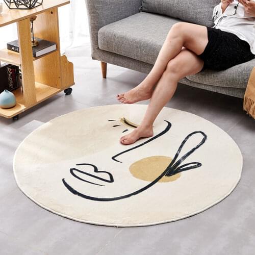 Round Carpet Imitional Lamb Wool Soft Comfortable Water-absorption Non-slip Kid Crawl Mat Abstract Pattern Simple Home Decor Rug