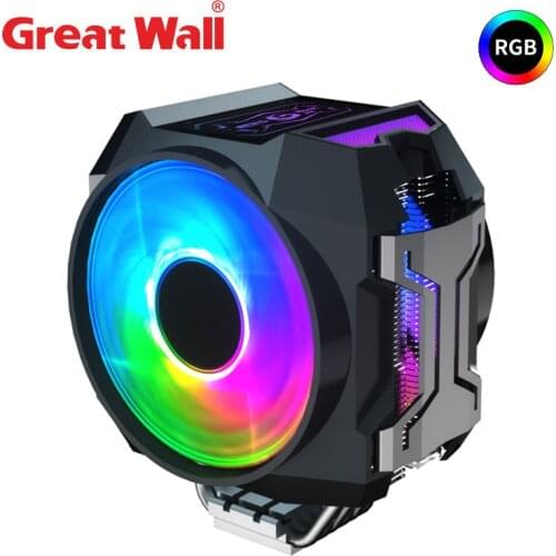 Great Wall PC Cooler RGB Dual PWM Fan 120mm 4Pin 6 Heat Pipes Cooling For Processor LGA 2011 2066 AM4 AMD Cooling CPU Cooler