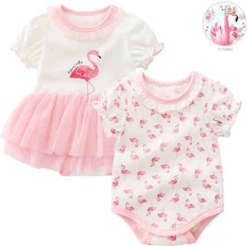 2021 Summer Baby Girls Bodysuit Twin Baby Cotton Casual Short Sleeve Cartoon O-neck Cute Infant Baby Girl Jumpsuits For 0-2yrs