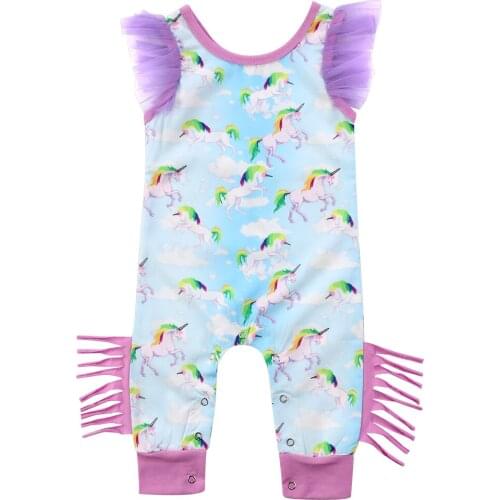 Cute Newborn Baby Girl Romper Clothes 0-24M Infant Lace Sleeveless Tassel Character Rompers Jumpsuit One Pieces Outfit Sunsuit