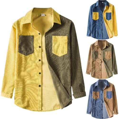 Mens Collared Corduroy Long Sleeve Thickened Fashion Trend Casual Shirt Men Streetwear Dress Shirt Coats Male Shirts Tops NEW