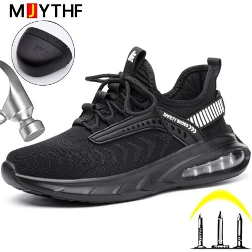 Men Steel Toe Cap Work Shoes Air Cushion Men Boots Puncture-Proof Safety Shoes Man Casual Work Sneakers Industrial Shoes 2021