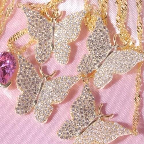 New Ins Super Fairy Rhinestone Butterfly Pendant Necklace Temperament Butterfly Necklaces For Women Girls Fashion Jewelry Gift