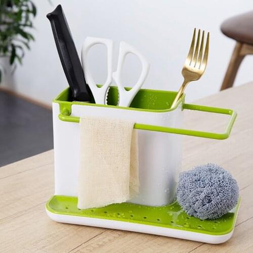Storage Shelf Sponge Holder Draining Sink Box Kitchen Organizer Draining Rack Dish Storage Rack Stands Tidy Utensils Towel Rack