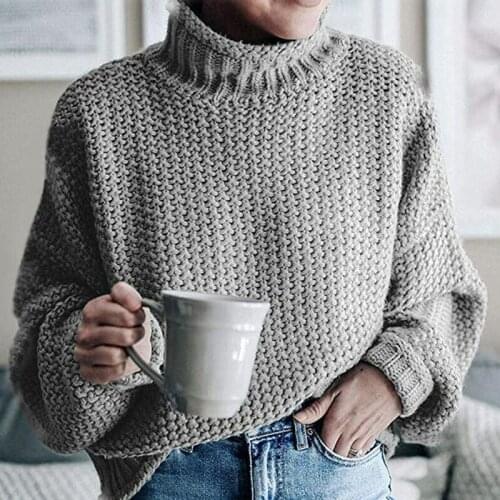Fashion Loose Half turtleneck knitted Pullover sweater High quality Winter Women Basic Knitted Pullovers Pull Femme Sueter mujer