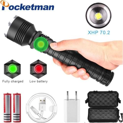 80000 Lumens XHP70.2 LED Flashlight Most Powerful Flashlight USB Zoom Led Torch XHP70 XHP50 18650 Battery Best Camping, Outdo