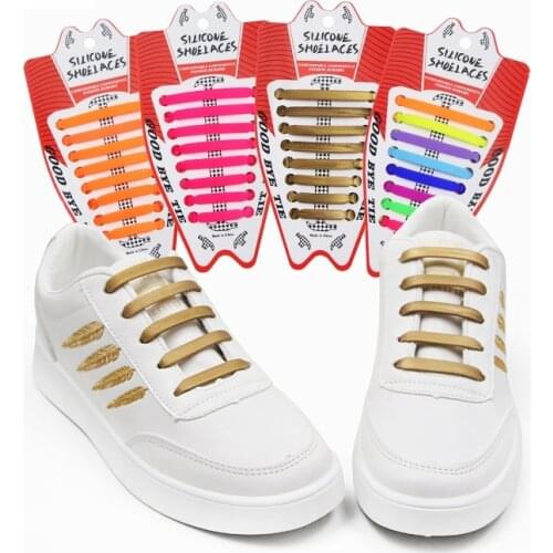 16pcs/pack Silicone Shoelaces Men Women Non-Tie Shoelaces Fashionable Elastic Trainers Shoe Laces