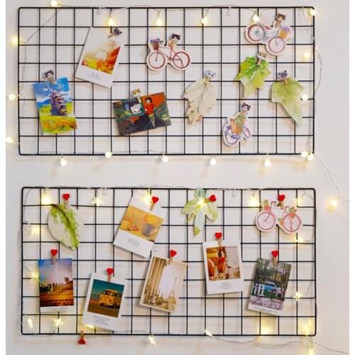 Nordic Metal Mesh Wall Hanging Collage Frame Photo Postcard Display Storage Rack Home Photo Wall Hanging DIY Decoration Shelf