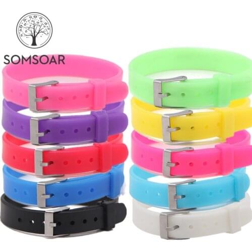 Somsoar Jewelry 8mm&10mm Width Silicone Charm Bracelet Rubber Bands fit 8mm& 10mm DIY Slide Charms for free gift colour mixture