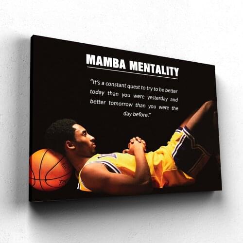 Modern Motivation Canvas Art Posters and Prints Wall Art Basketball Star Mamba Mentality Quote Painting for Room Decor Cuadros