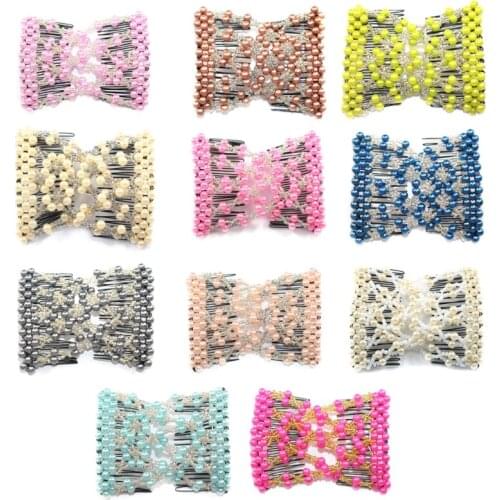 Magic Hair Comb EZ Beaded Double Stretching Delicate Pearl Women Clips Hairstyle
