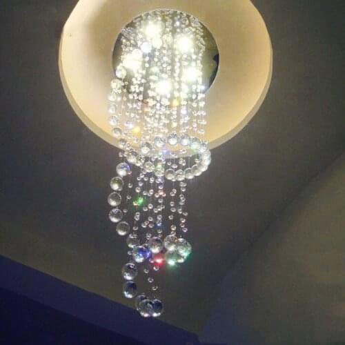 Rotary stairs chandeliers villas hall lights modern crystal chandeliers double living room lights led stairs chandeliers