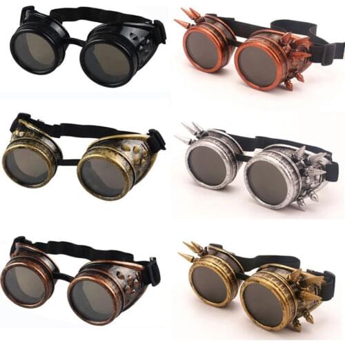 Gothic Style Driver Goggles Protective Glasses for Cosplay Halloween Decorations Heavy Metal Steampunk Motorcycle cycling Glasse