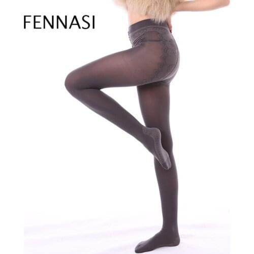 FENNASI Warm Womens Tights High Waist Pantyhose Plus Size With Print Sexy Woman Pantyhose Nylons Lady Black Tights