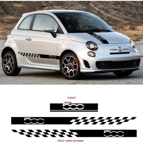 1 Set Car Hood Bonnet Stickers Body Door Side Skirt Stripes Decal for Fiat 500 Auto Decorate Vinyl Film