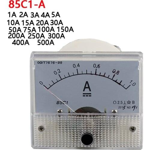 1PCS 85C1-A 1A 2A 3A 5A 10A 15A 20A 30A 50A 75A DC Analog Meter Panel AMP Current Ammeters Gauge