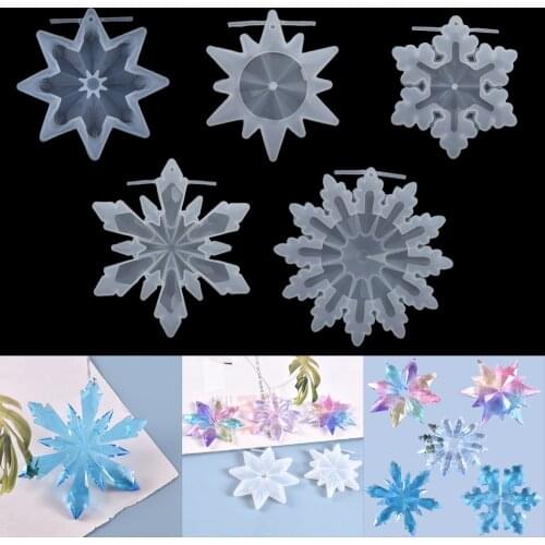 1Pcs Snowflake Pendant Epoxy Resin Mold Christmas Snowflake Keychain Silicone Mould For DIY Crafts Jewelry Making Accessories