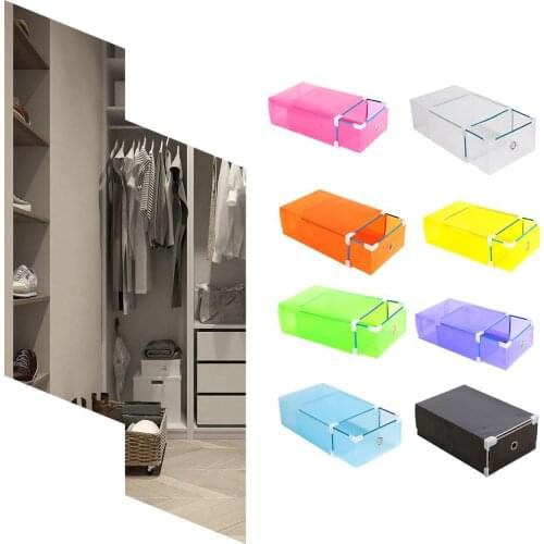 1PC Daily Dustproof Shoe Box Transparent Simple Drawer Type Thick Clamshell Transparent Shoe Box PP Plastic Storage Shoe Box