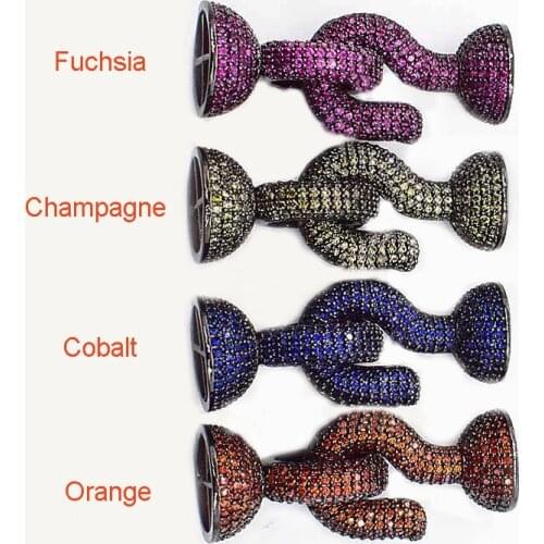 Womens 1pc 15x40mm CZ Micro Pave Hook Claw Clasp Cubic Zirconia Clasp