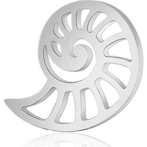 10 pcs/lot 14.4*11.4mm Stainless Steel Conch Pendant Charms with Hook for DIY Necklace Findings Crafts Jewelry Making Party Gift