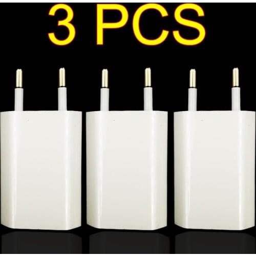 3 Pcs/Lot EU Plug Wall AC USB Charger For Apple iPhone 4 5 5S 6 6S 7 Charger Adapter For Samsung Galaxy S4 S5 S6 S7 For Huawei