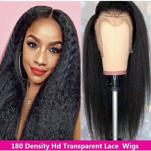 30 Inch Kinky Straight 13x4 Lace Frontal Human Hair HD Lace Wigs For Women Pre Plucked Kinky Straight Wig Lace Closure Curly Wig