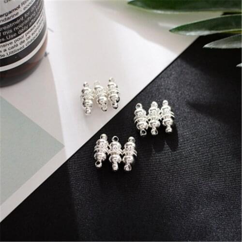 5set/lot Silver Color Metal Strong Magnetic Clasps For Leather Cord Bracelets Copper End Caps Connectors Fit Diy Jewelry Making