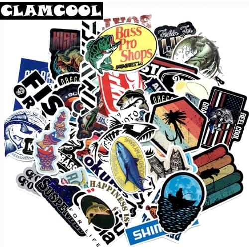 50Pcs Travel Fisherman Go Fishing Outdoor Sticker Forskateboard Guitar Motorcycle DIY Luggage Suitcase Toy Decoration Vehicle