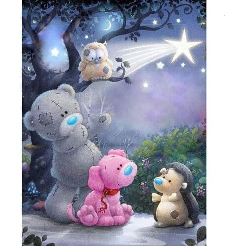 5D Diy Diamond Painting Cartoon Bear Full Square/round Diamond Diamond Embroidery Mosaic Scenery Home Decoration Gift Handmade