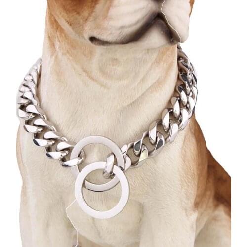 70% Dropshipping!!Collar Non-scalable Anti-Chew Stainless Steel Dog Chain Collar for Sports