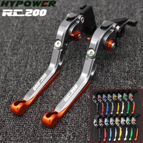 8 Colors Orange+Black Motorcycle CNC Accessories Adjustable Extendab Brake Clutch Levers For KTM RC200 RC 200 2014-2016 2015