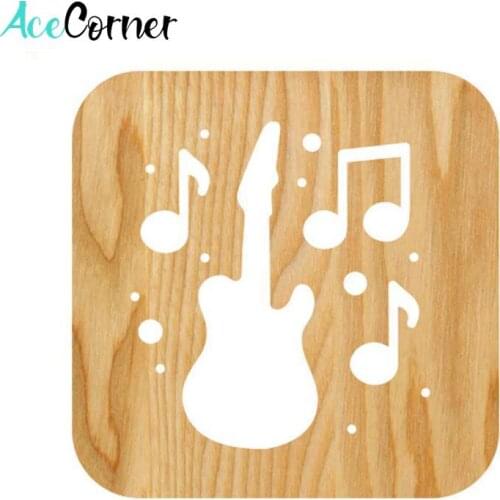 Acecorner Creative 3D Wooden Night Light DIY Music LED USB Musical Notes Lamp Novelty Kid Bedroom Decor Lampara Table Child Gift