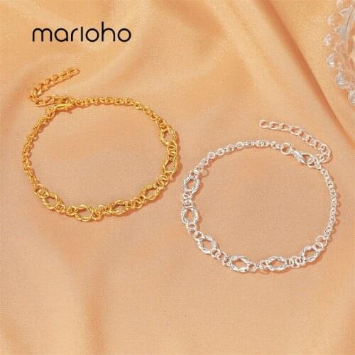 Marioho New Knotted Bracelet Minimalist Style Round Chain Bracelet Fashion Trend Punk Style Metal Chain Party Fair Accessories