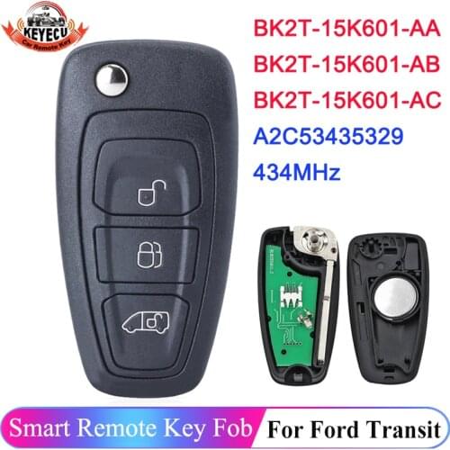 KEYECU Car Key for Ford Tourne Transit Custom 2012 2013 2014 2015 2016 Remote Key BK2T-15K601-AA/ AB/ AC 434MHz 4D63 80bit Chip