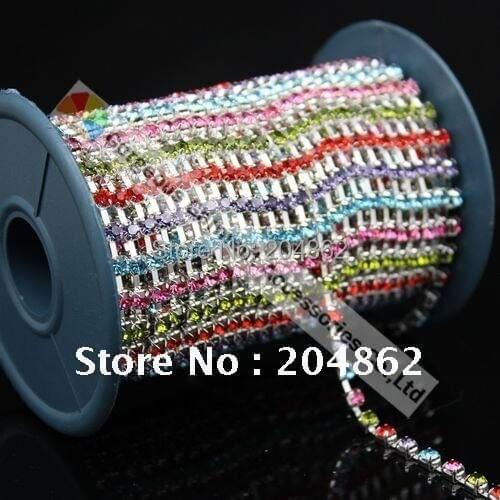 10yd SS16 4mm 5 colors Alternated rhinestone cup chain crystal applique trim banding Gold Silver Set for DIY Browband Garment