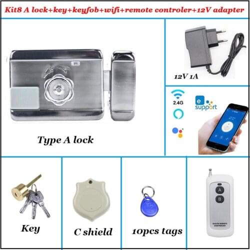 WIFI Electric Door Lock eWelink Phone Remote Control Invisble Door Lock ID Lock 125Khz Wireless Lock Alexa Google Home 12V