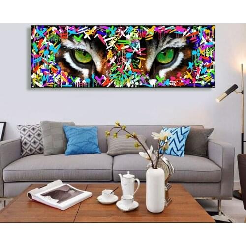 Abstract Tiger eyes Canvas Paintings Wall Art Prints Poster Living Room Decor Graffiti Paintings On The Wall Home Decor
